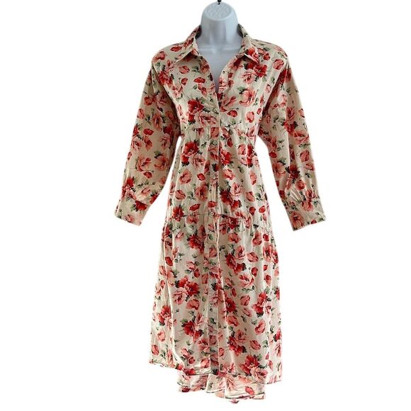 Zara Women's Floral Print Midi Shirt Dress Multicolor Size M - Picture 9 of 9